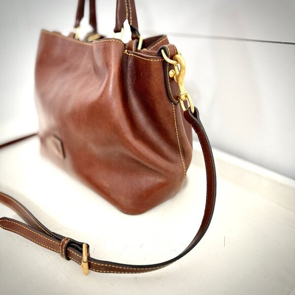 Dooney & Bourke Chestnut Florentine Leather Barlow Satchel Crossbody Handbag - Picture 9 of 16
